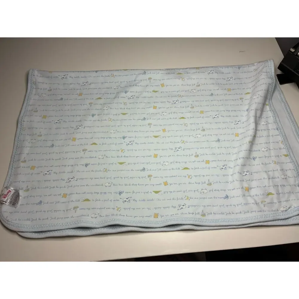 Vintage Disney Store Mickey Mouse Baby Blanket Blue Jack Candlestick Cotton
